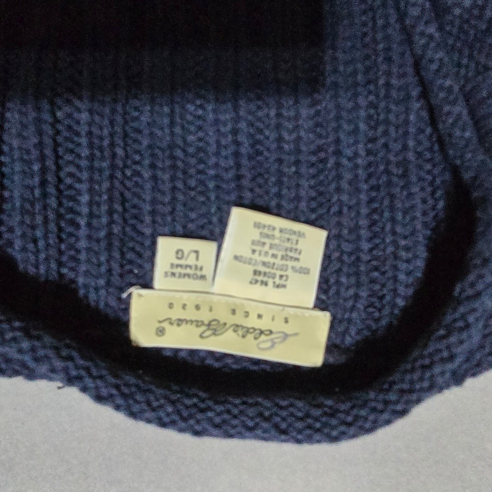 Eddie Bauer Vintage Navy Blue Cable Knit Sweater Vest Button Front Cotton Large - Picture 3 of 4